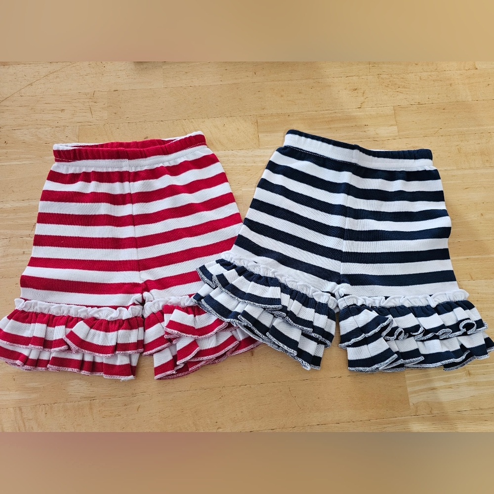NWOT ARB BLANKS Lot of 2 Toddler Ruffle Leg Striped Shorts